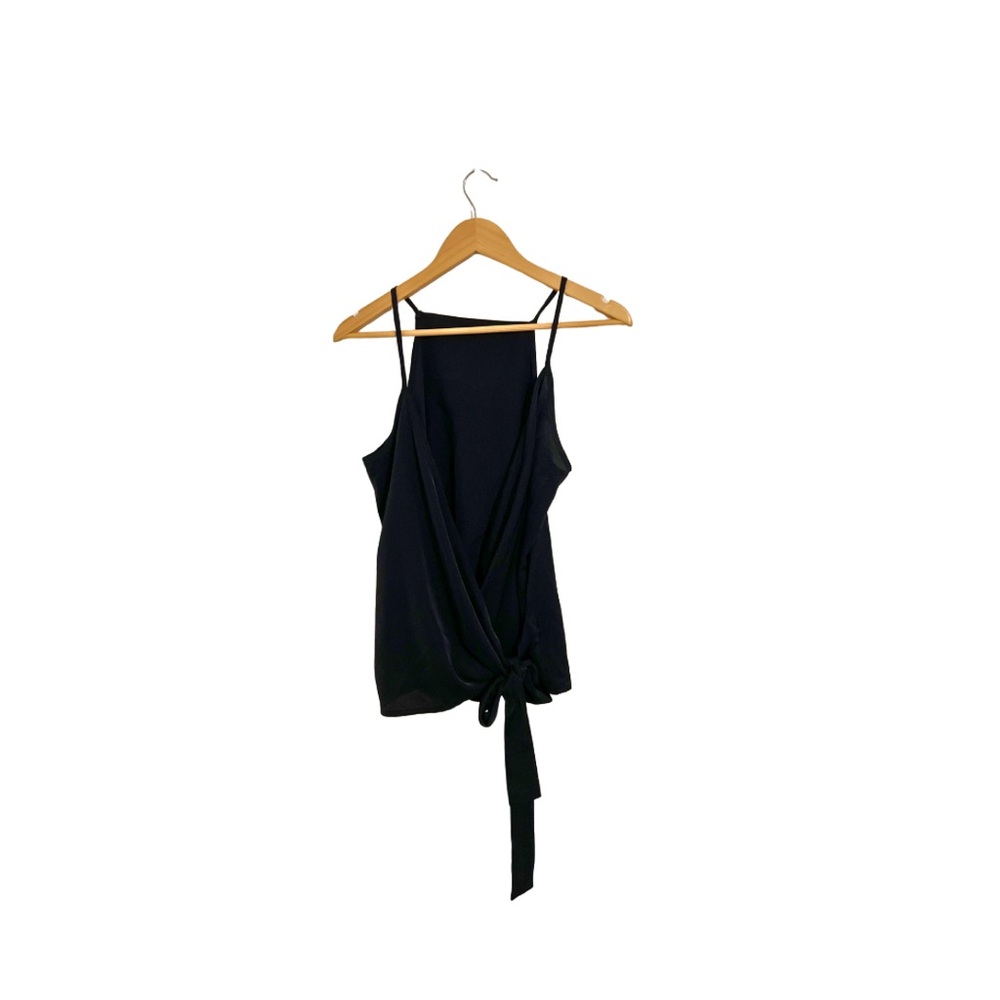 Black Sleeveless Wrap Top